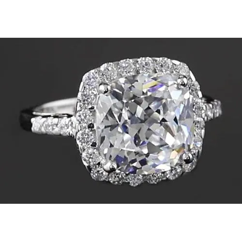 GB Round Lab Grown Diamond Anniversary Ring 10 Carats Halo Setting Rings GB Round Lab Grown Diamond Anniversary Ring 10 Carats Halo Setting Rings