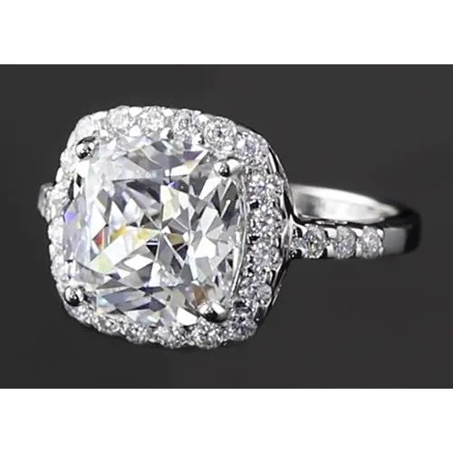 GB Round Lab Grown Diamond Anniversary Ring 10 Carats Halo Setting Rings GB Round Lab Grown Diamond Anniversary Ring 10 Carats Halo Setting Rings