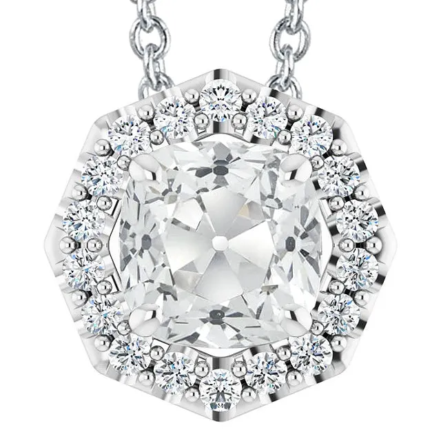 HarryChadEntcom Necklaces Halo Round Cushion Old Mine Cut Natural Earth Mined Diamond Pendant 750 Carats