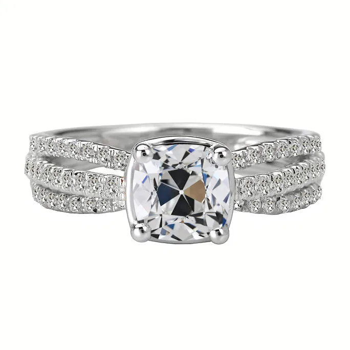 HarryChadEntcom Rings 5 Carats Anniversary Old Cut Cushion Halo Mined Diamond Ring Split Shank