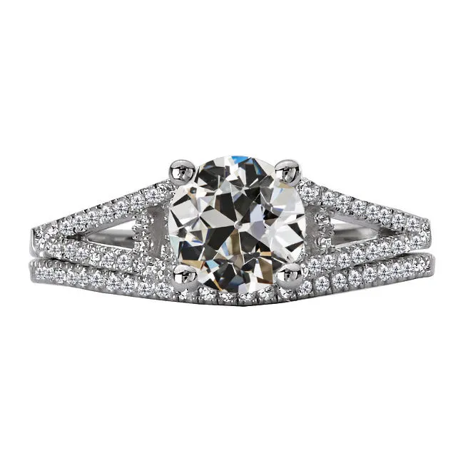 HarryChadEntcom Wedding Ring Set Round Old Miner Real Natural Earth Mined Diamond Split Shank 5 Carats Rings
