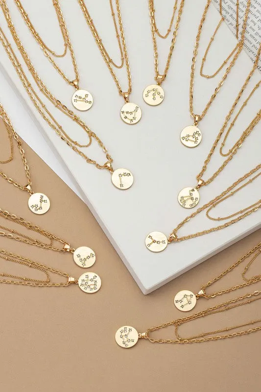 Necklaces LA3accessories zodiac sign pendant necklace with rhinestones