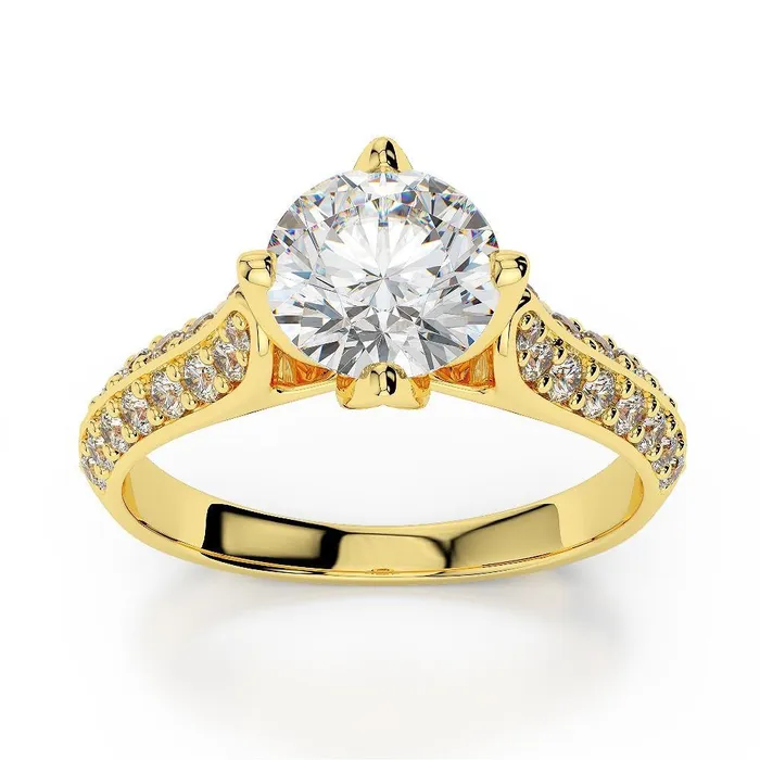 Rings GB Round Brilliant Cut Real Natural Earth Mined Diamond Ring 3 Ct Yellow Gold 14K Rings GB Round Brilliant Cut Real Natural Earth Mined Diamond Ring 3 Ct Yellow Gold 14K