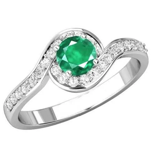 Rings GB Round Cut 226 Carats Green Emerald Natural Earth Mined Diamonds Engagement Ring Rings GB Round Cut 226 Carats Green Emerald Natural Earth Mined Diamonds Engagement Ring