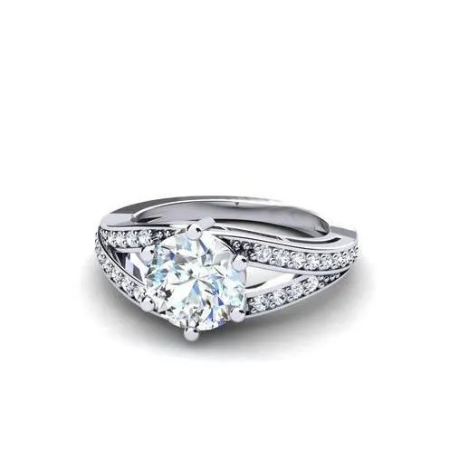 Rings GB Sparkling Round Cut 220 Carats Genuine Natural Earth Mined Diamond Ring 14K White Gold Rings GB Sparkling Round Cut 220 Carats Genuine Natural Earth Mined Diamond Ring 14K White Gold
