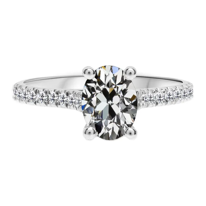 Rings HarryChadEntcom Oval Round Old Miner Natural Diamond Solitaire Ring With Accent 450 Carats