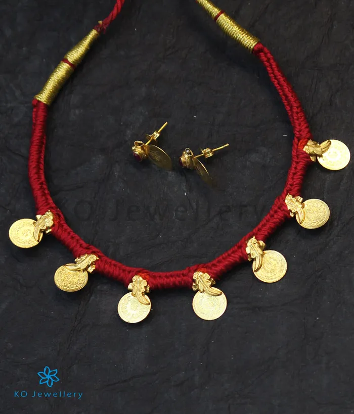 Silversmith Necklaces The Loukya Silver Coin Necklace Set Red