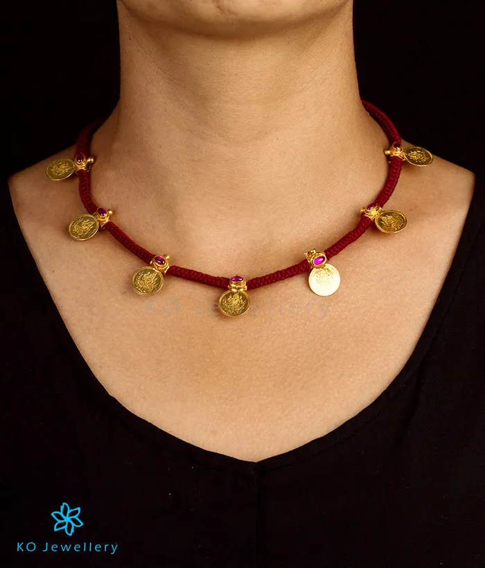 Silversmith Necklaces The Loukya Silver Coin Necklace Set Red