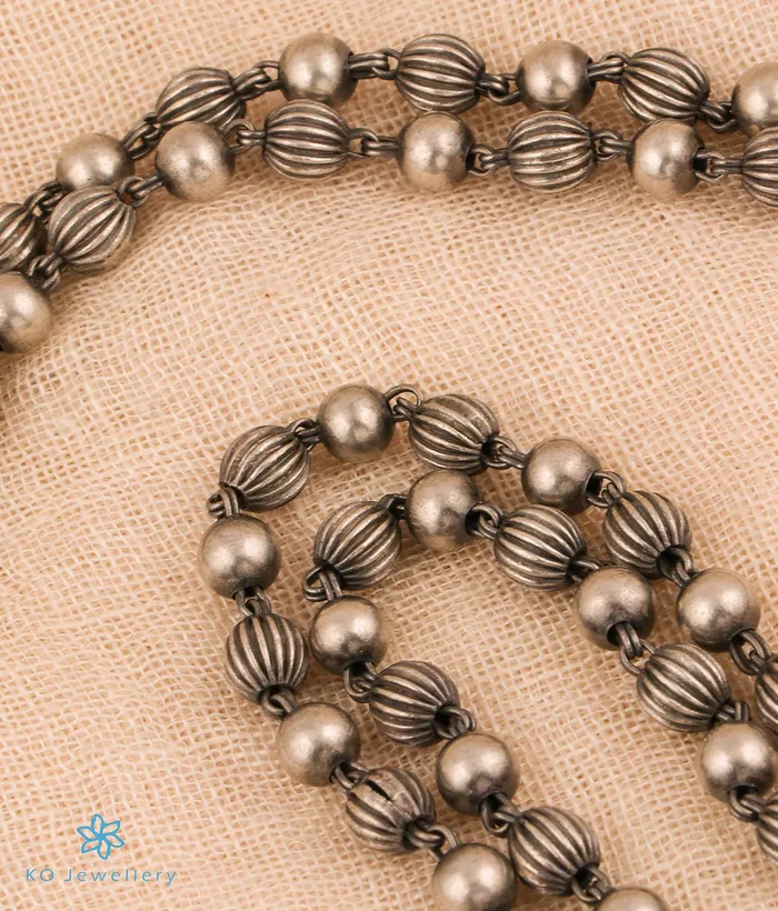 Silversmith Necklaces The Mahalakshmi Silver Nakkasi Beads Necklace