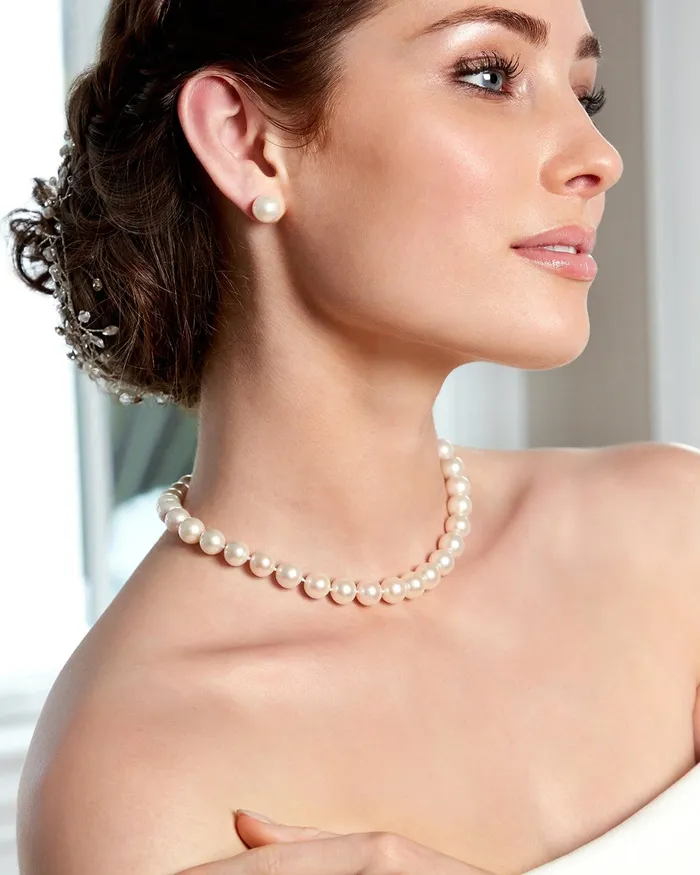 105115mm White Freshwater Pearl Necklace AAAA Quality SPT Necklaces