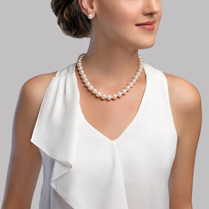 105115mm White Freshwater Pearl Necklace AAAA Quality SPT Necklaces