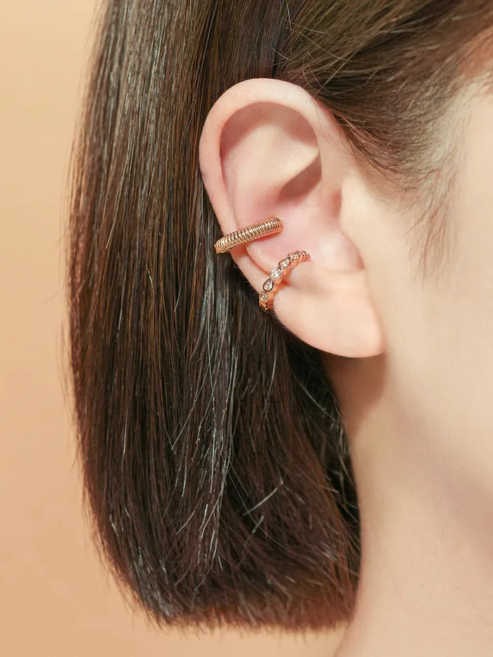 14K Gold Droplet Cubic Ear cuff MinimalBijoux Earrings