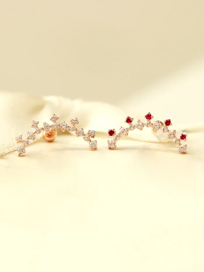 14K Gold Fancy Cubic Curve Cartilage Earring 20G18G MinimalBijoux Earrings