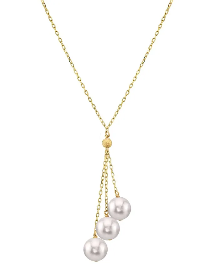 14K Gold Japanese Akoya Pearl Tin Cup Cluster Pendant SPT Necklaces