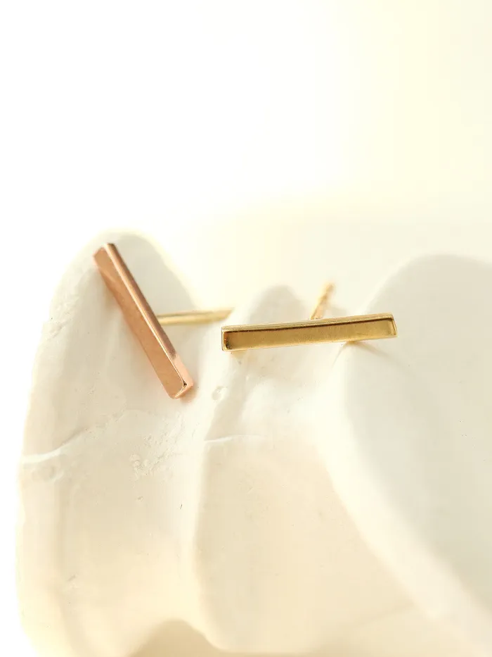 14K Gold Simple Bar earring MinimalBijoux Earrings