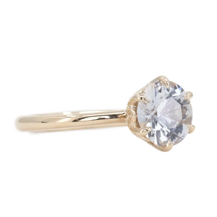 Anueva Jewelry Rings 197ct Champagne Pink Sapphire Lotus Six Prong Solitaire Ring in 14k Rose Gold