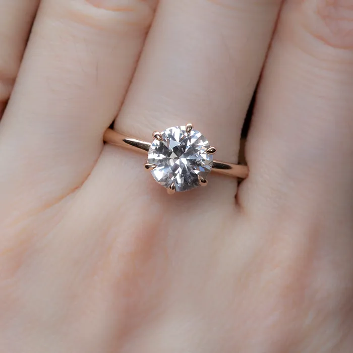 Anueva Jewelry Rings 197ct Champagne Pink Sapphire Lotus Six Prong Solitaire Ring in 14k Rose Gold