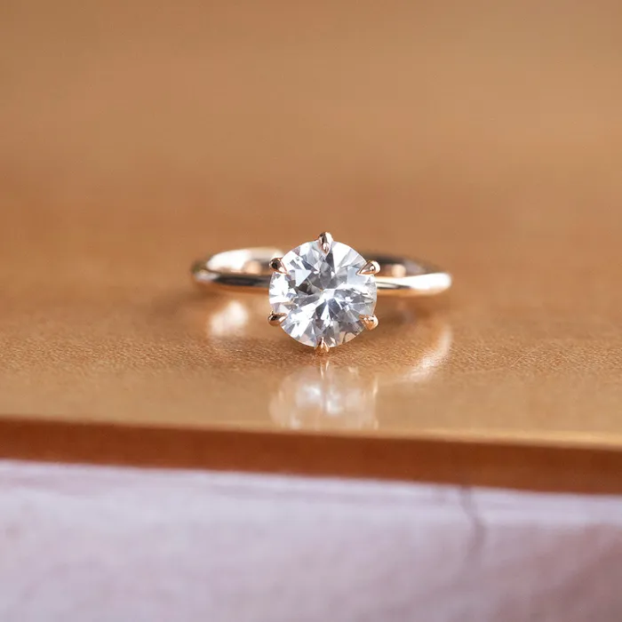 Anueva Jewelry Rings 197ct Champagne Pink Sapphire Lotus Six Prong Solitaire Ring in 14k Rose Gold