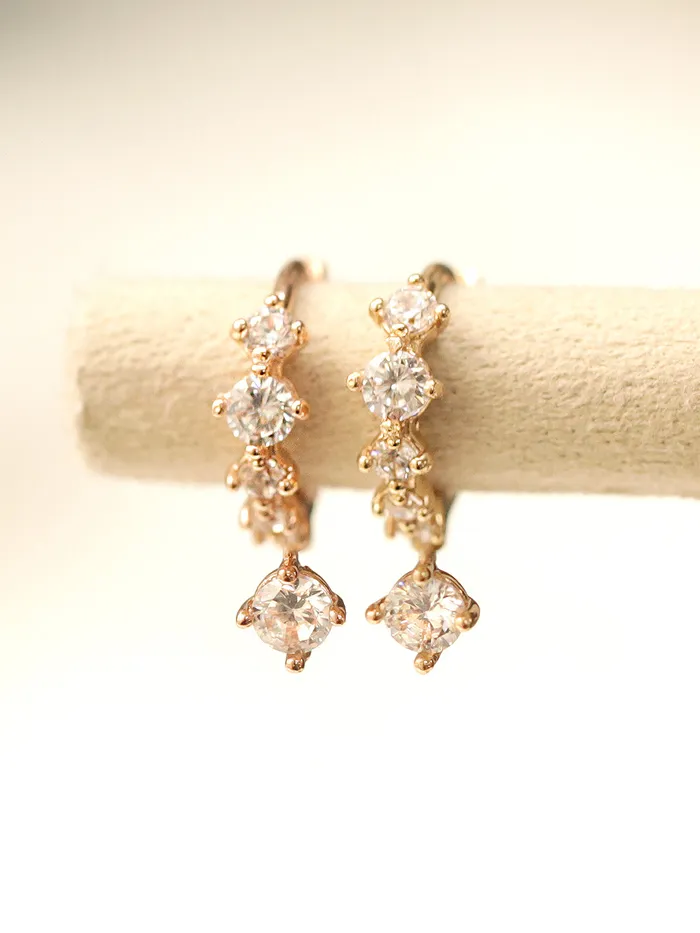 Earrings MinimalBijoux 14K GOLD BLING CUBIC DROP CARTILAGE HOOP EARRING