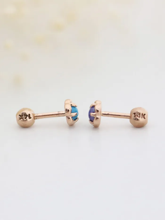 Earrings MinimalBijoux 14K Gold Candy Mini Stone Cartilage Earring 18G16G