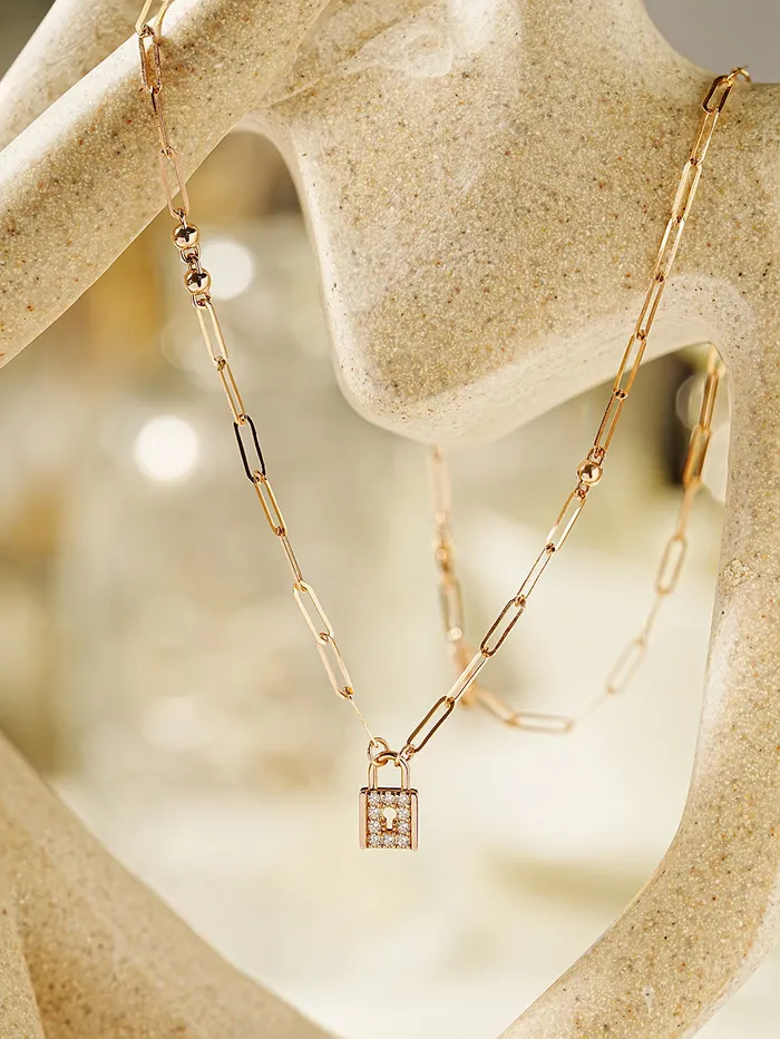 Necklaces MinimalBijoux 14K 18K Gold Unique Love Lock Necklace