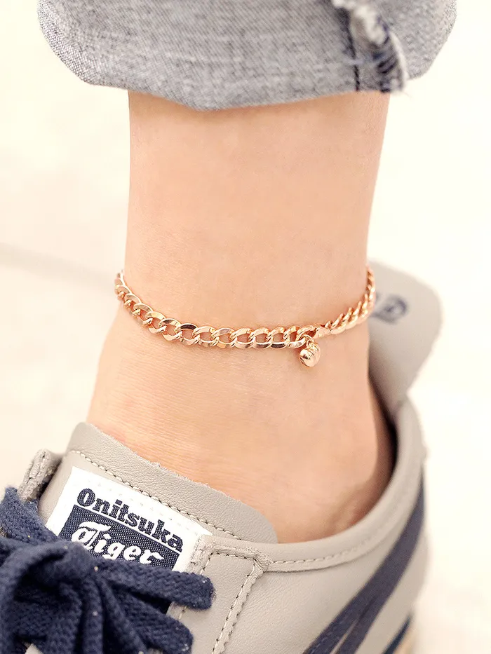 Necklaces MinimalBijoux 14K Gold Hollow Curved Chain Anklet M