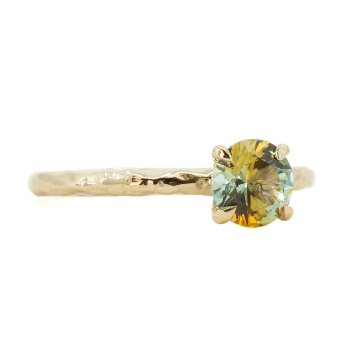 Rings Anueva Jewelry 109ct Parti Montana Sapphire Evergreen Solitaire Ring in 14k Yellow Gold by Anueva Jewelry
