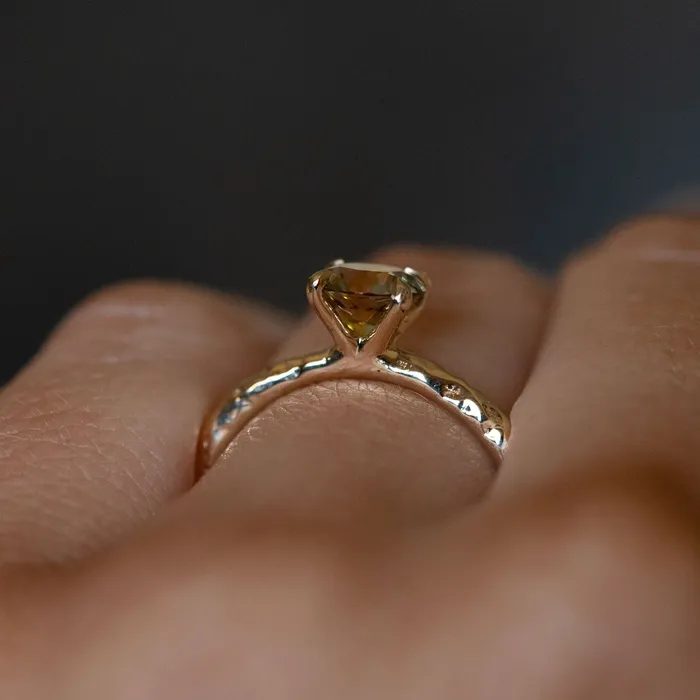 Rings Anueva Jewelry 109ct Parti Montana Sapphire Evergreen Solitaire Ring in 14k Yellow Gold by Anueva Jewelry