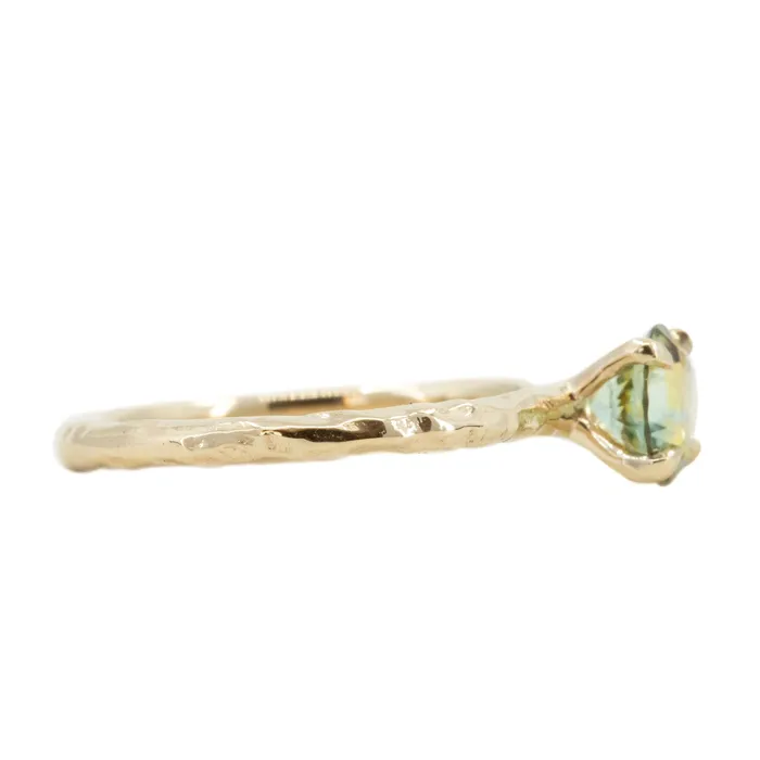 Rings Anueva Jewelry 109ct Parti Montana Sapphire Evergreen Solitaire Ring in 14k Yellow Gold by Anueva Jewelry