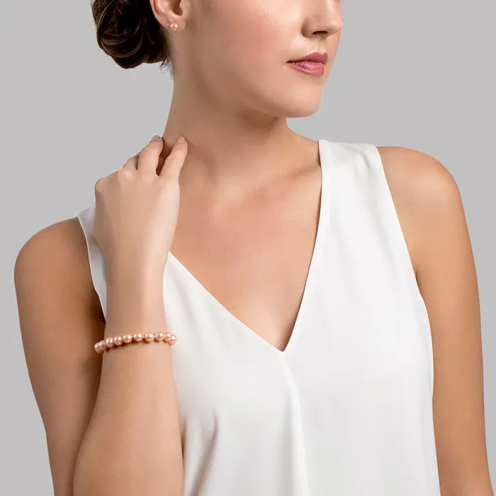SPT Bracelets 8085mm Peach Freshwater Pearl Bracelet AAAA Quality