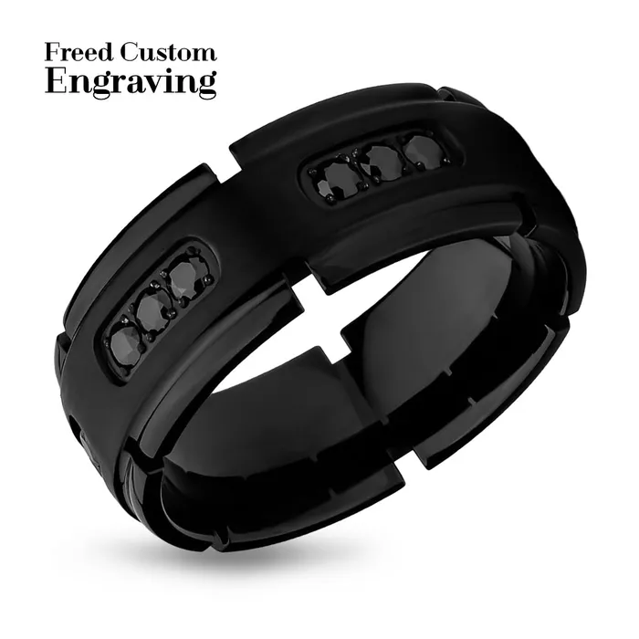 Black Titanium Wedding Band Mens Wedding Ring Black Titanium Ring 8mm Clean Casting Jewelry Rings