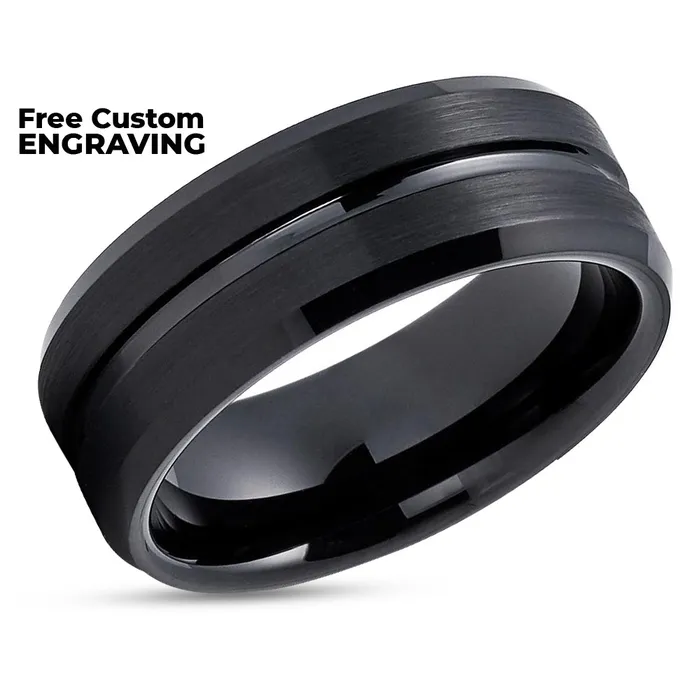 Black Tungsten Ring Black Wedding Ring Wedding Ring Wedding Band Black Ring Clean Casting Jewelry Rings