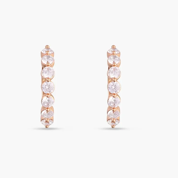 Earrings CZ Crescent Silver Hoop Earrings SILVER