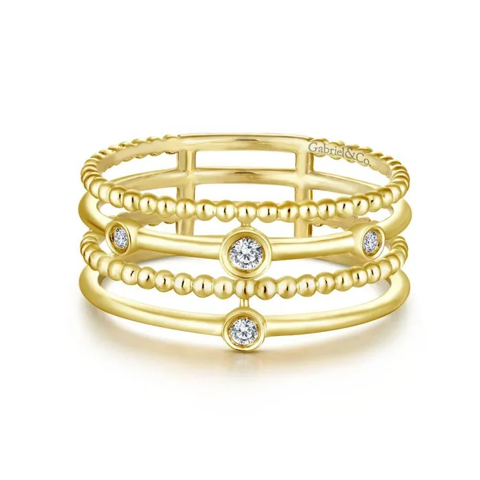 Gabriel Co Constellations Yellow Gold Jewelry Ring 005 CTW International Diamond Center Rings