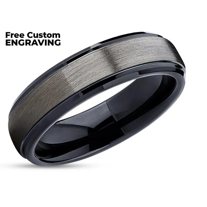 Gunmetal Wedding Ring Gunmetal Tungsten Ring Black Tungsten Ring Tungsten Band Clean Casting Jewelry Rings
