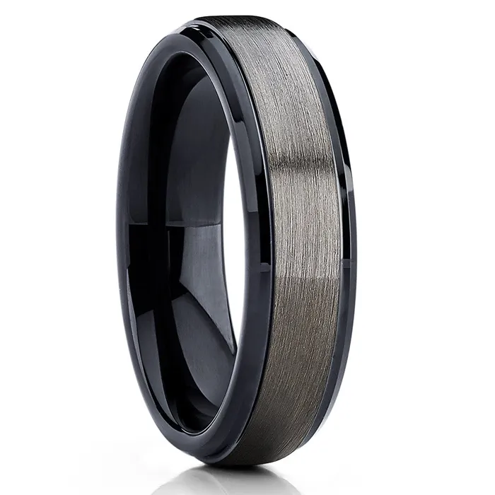 Gunmetal Wedding Ring Gunmetal Tungsten Ring Black Tungsten Ring Tungsten Band Clean Casting Jewelry Rings
