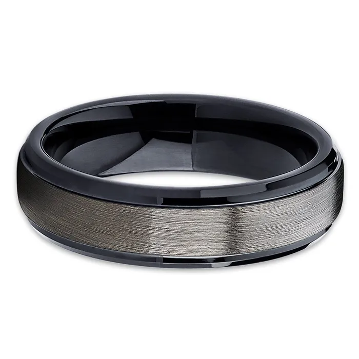 Gunmetal Wedding Ring Gunmetal Tungsten Ring Black Tungsten Ring Tungsten Band Clean Casting Jewelry Rings