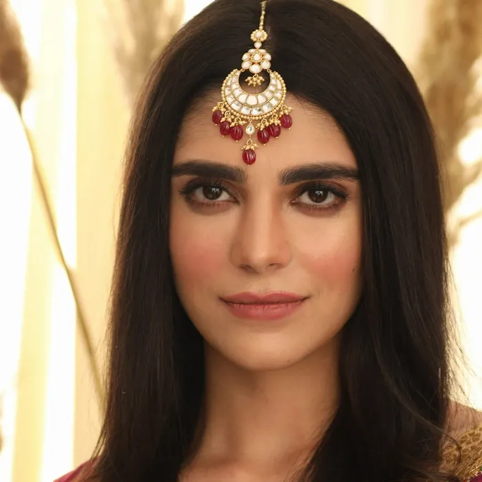 Hyrah Gold Plated Jadau Silver Maang Tikka SILVER Earrings
