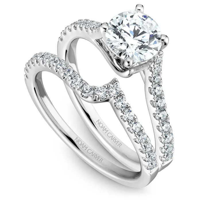 International Diamond Center Rings Noam Carver White Gold Half Twist Diamond Engagement Ring Setting 028 CTW