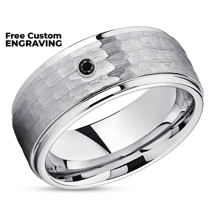 Rings Black Diamond Wedding Ring 9mm Wedding Ring Silver Wedding Ring Tungsten Carbide Ring Clean Casting Jewelry
