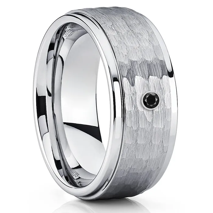 Rings Black Diamond Wedding Ring 9mm Wedding Ring Silver Wedding Ring Tungsten Carbide Ring Clean Casting Jewelry