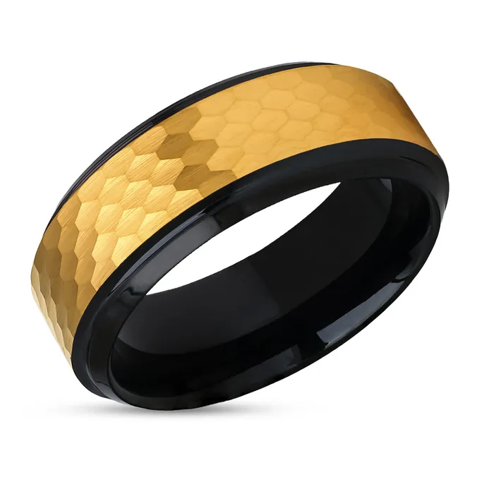 Rings Black Wedding Ring Yellow Gold Tungsten Ring 8mm Wedding Ring Tungsten Carbide Ring Clean Casting Jewelry