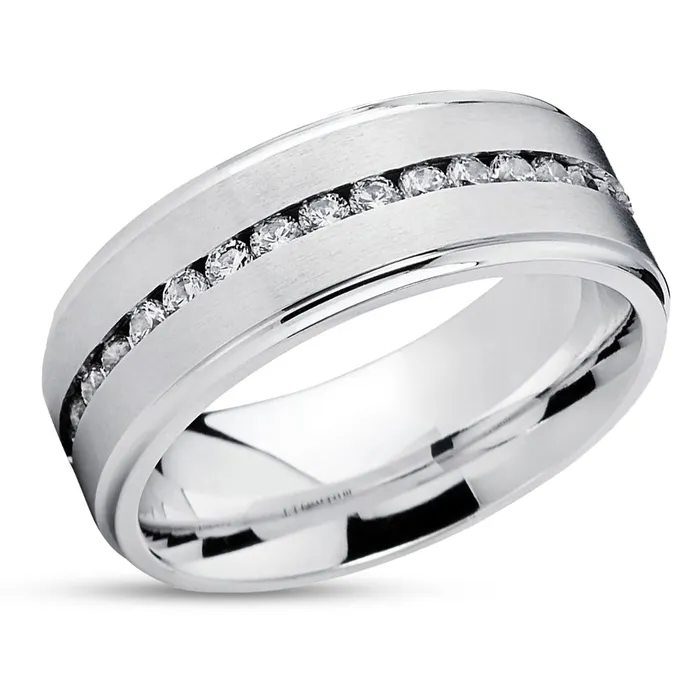 Rings Clean Casting Jewelry 8mm Titanium Wedding Band Mens Titanium Ring CZ Ring Wedding Band Rings Clean Casting Jewelry 8mm Titanium Wedding Band Mens Titanium Ring CZ Ring Wedding Band