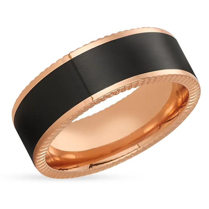 Rings Clean Casting Jewelry Black Zirconium Wedding Band Rose Gold Wedding Ring 14k Rose Gold Ring Zirconium Ring