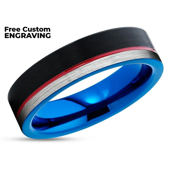 Rings Clean Casting Jewelry Blue Tungsten Wedding Ring Red Wedding Band Black Tungsten Ring Wedding Ring
