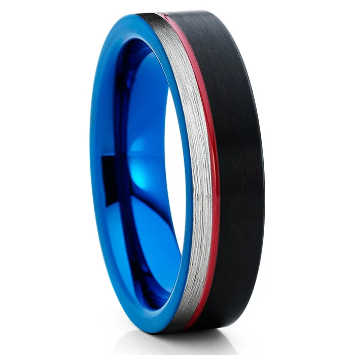 Rings Clean Casting Jewelry Blue Tungsten Wedding Ring Red Wedding Band Black Tungsten Ring Wedding Ring