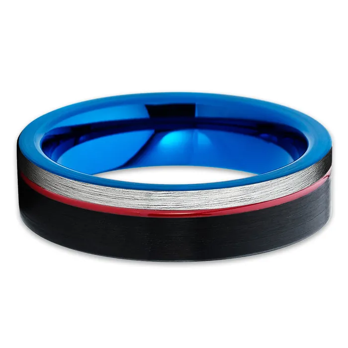 Rings Clean Casting Jewelry Blue Tungsten Wedding Ring Red Wedding Band Black Tungsten Ring Wedding Ring