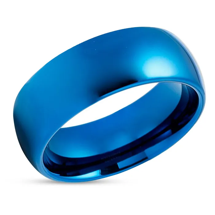 Rings Clean Casting Jewelry Blue Wedding Band Blue Tungsten Ring Tungsten Wedding Ring Blue Tungsten Band