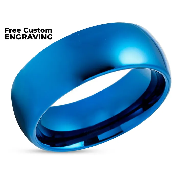 Rings Clean Casting Jewelry Blue Wedding Band Blue Tungsten Ring Tungsten Wedding Ring Blue Tungsten Band