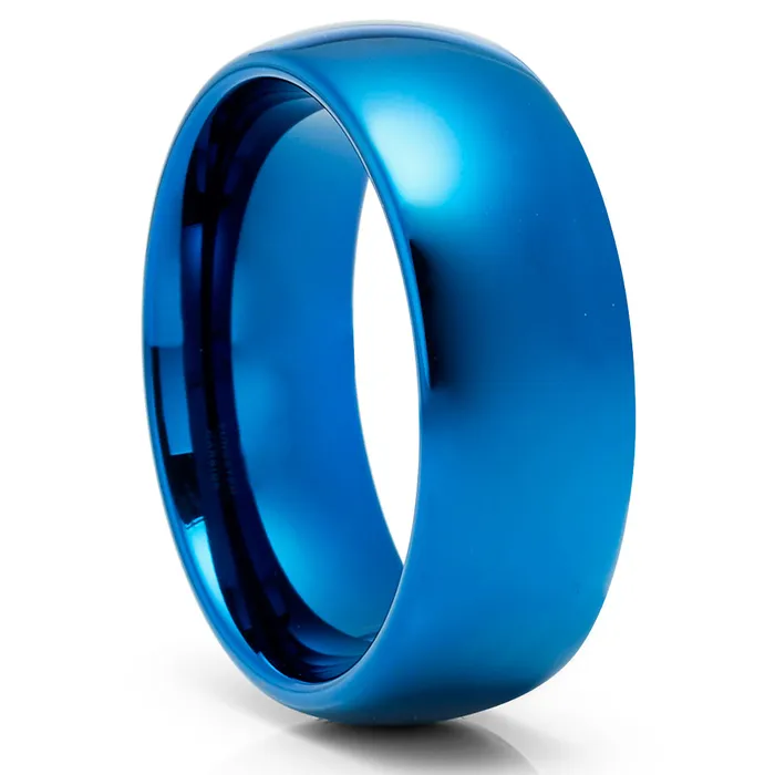 Rings Clean Casting Jewelry Blue Wedding Band Blue Tungsten Ring Tungsten Wedding Ring Blue Tungsten Band